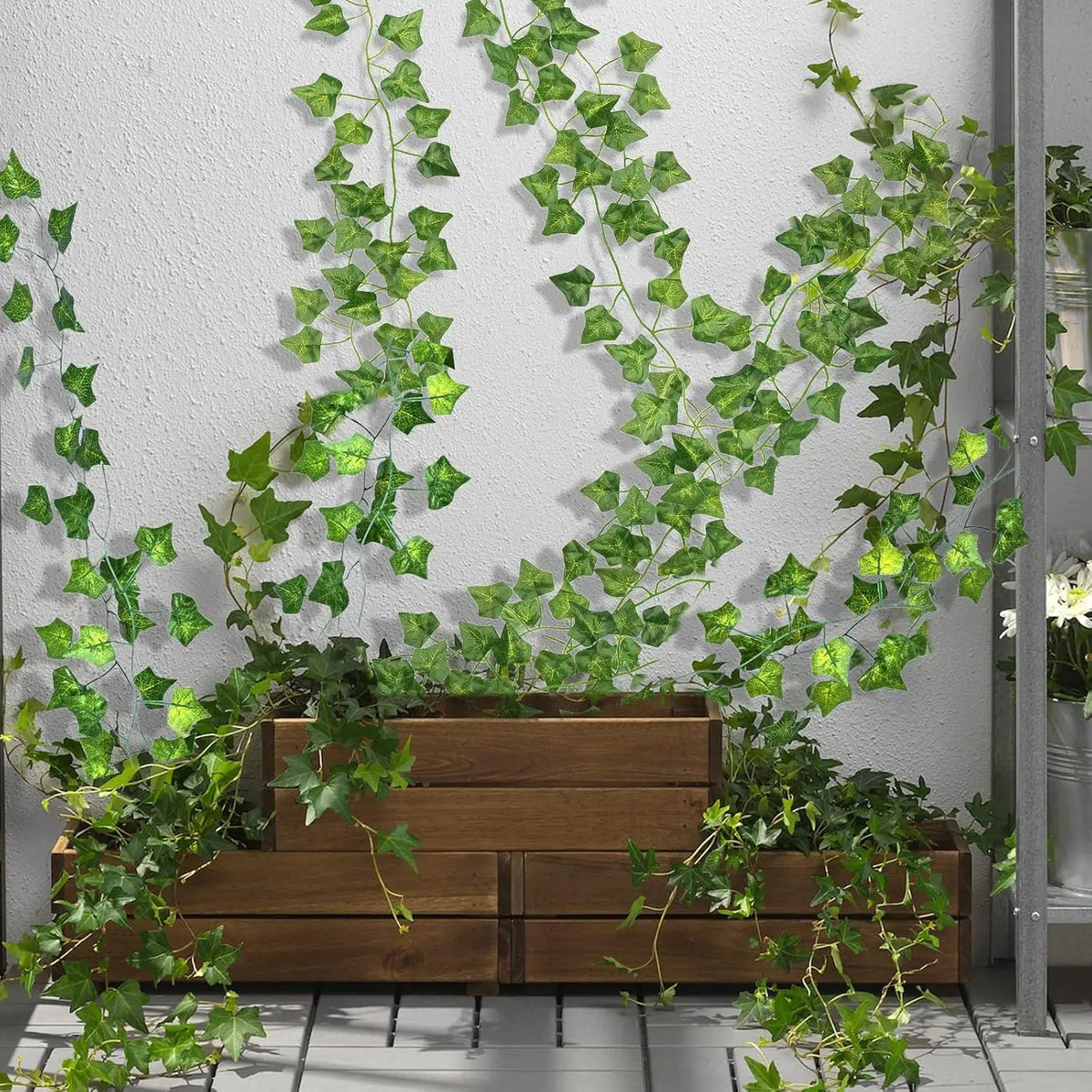 guirlande feuilles vertes artificielles vigne décorative mur intérieur extérieur jardin moderne