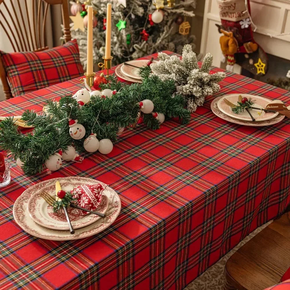 Nappe carreaux écossais rouge verte table noël classique imperméable polyester maisonextérieur