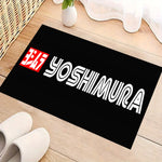 tapis garage moto noir blanc rouge antidérapant intérieur sportif logo yoshimura moderne maison