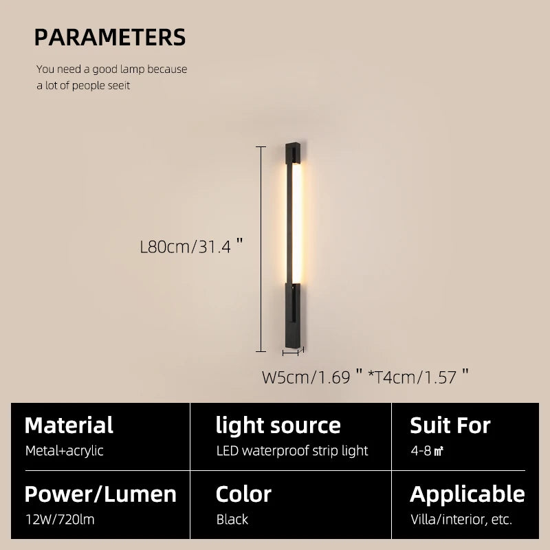 applique murale led moderne noire ip65 étanche dimmable 3000k 4000kextérieur maison jardin