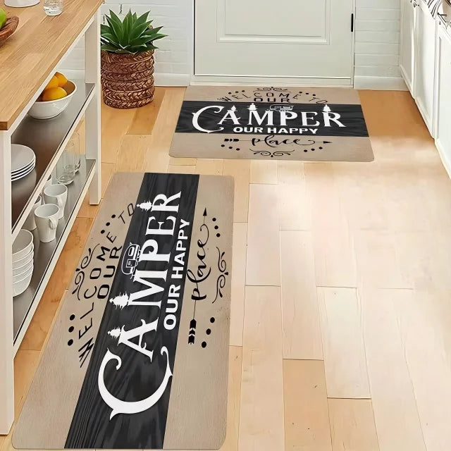 tapis sol antidérapant moderne lettres blanches motif lignes verticales extérieur intérieur