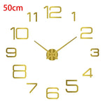 horloge murale moderne noir doré numéros blancs 40cm 50cm opaque sans cadre