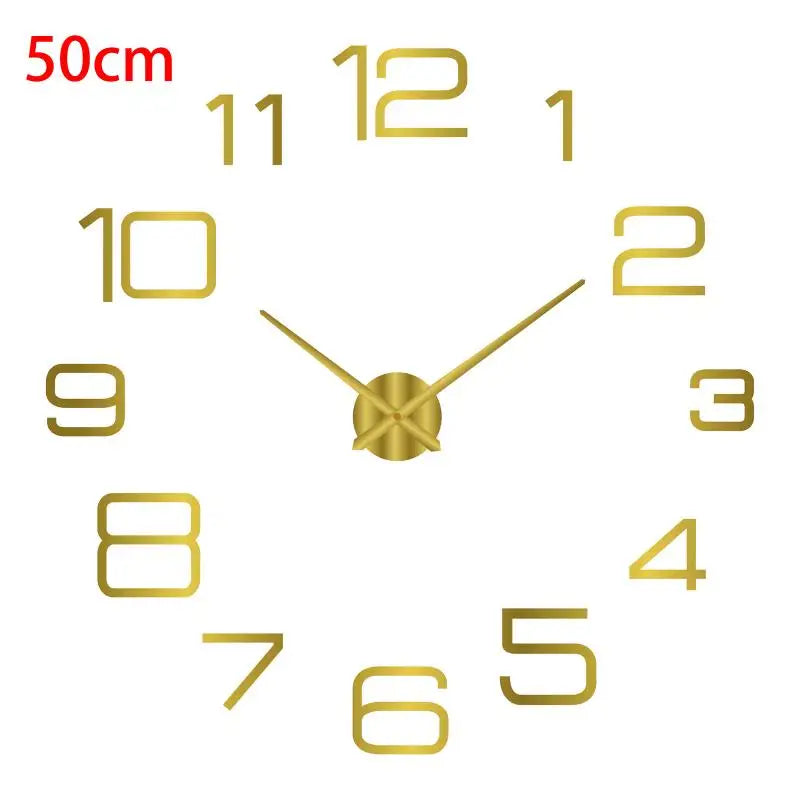 horloge murale moderne noir doré numéros blancs 40cm 50cm opaque sans cadre