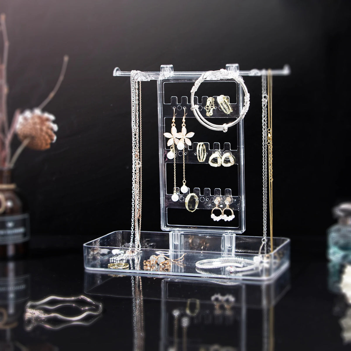 présentoir bijoux moderne transparent haute capacité rangement boucles oreilles bracelets colliers anneaux assemblage facile