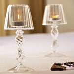 lampe table transparente moderne élégante texture ondulée jaune décoration maison bougeoir