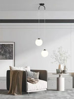 suspension lumineuse moderne sphérique verre opale noir blanc doré minimaliste
