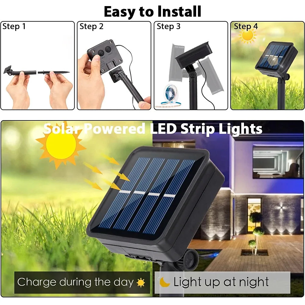 ruban led solaire 5m blanc moderne ip65 adhésif 18+lumières