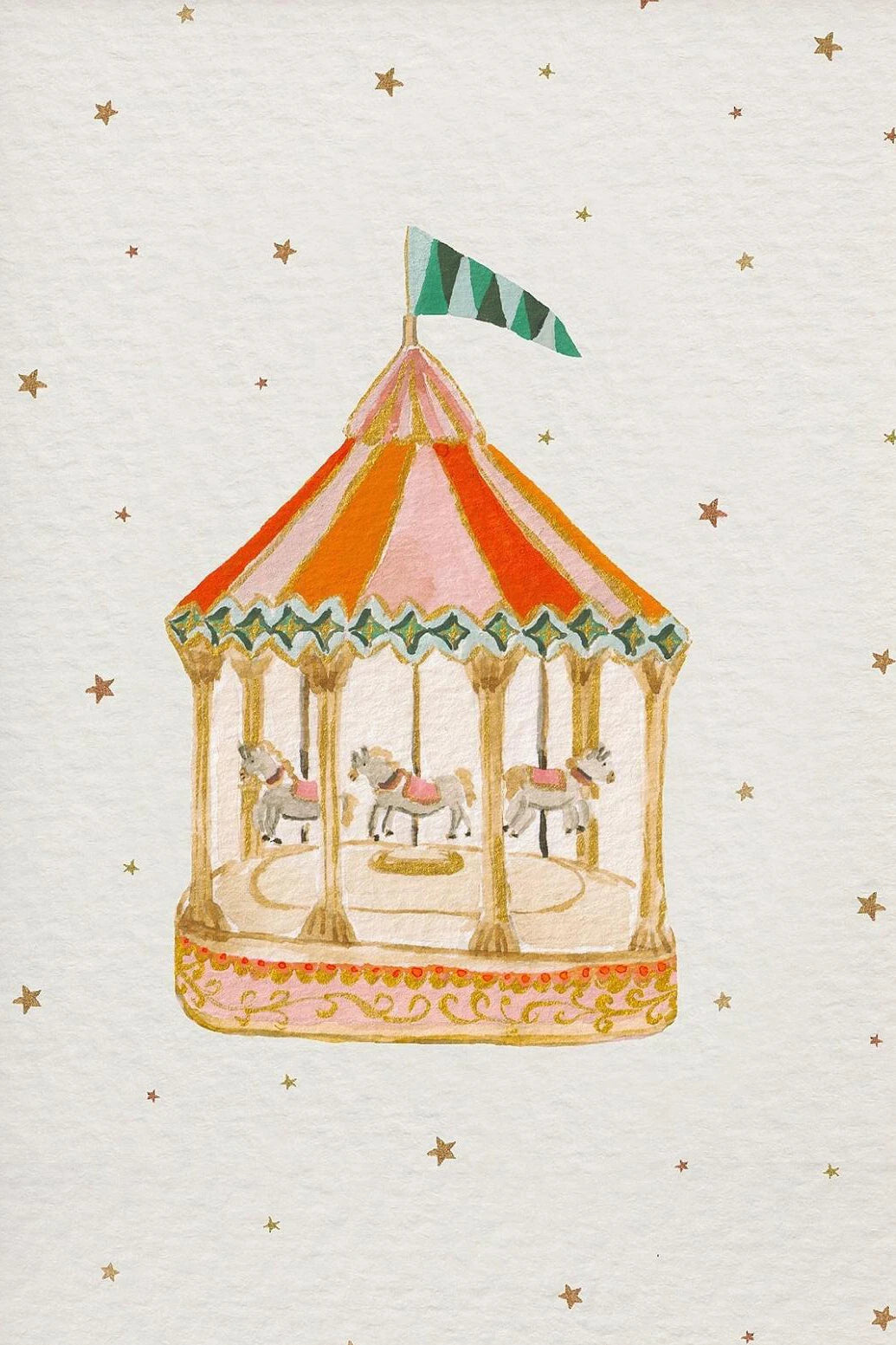 affiche toile dessin animé animaux champignons carrousel étoile décoration mur salon chambre enfant couleur
