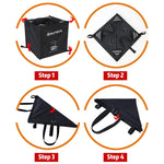 sac pliable rangement cube noir orange tissu texturé outdoor compact echangement velcro