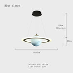suspension lumineuse moderne acrylique anneau planétaire blanc bleu noir chambre salon