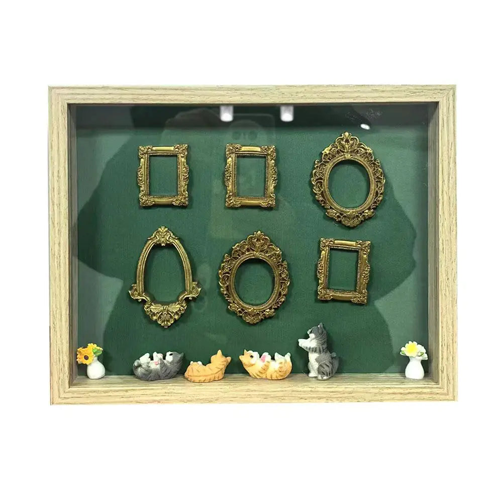 boîte silhouettes diy blanc doré cadres transparents figurines miniatures vintage artisanal