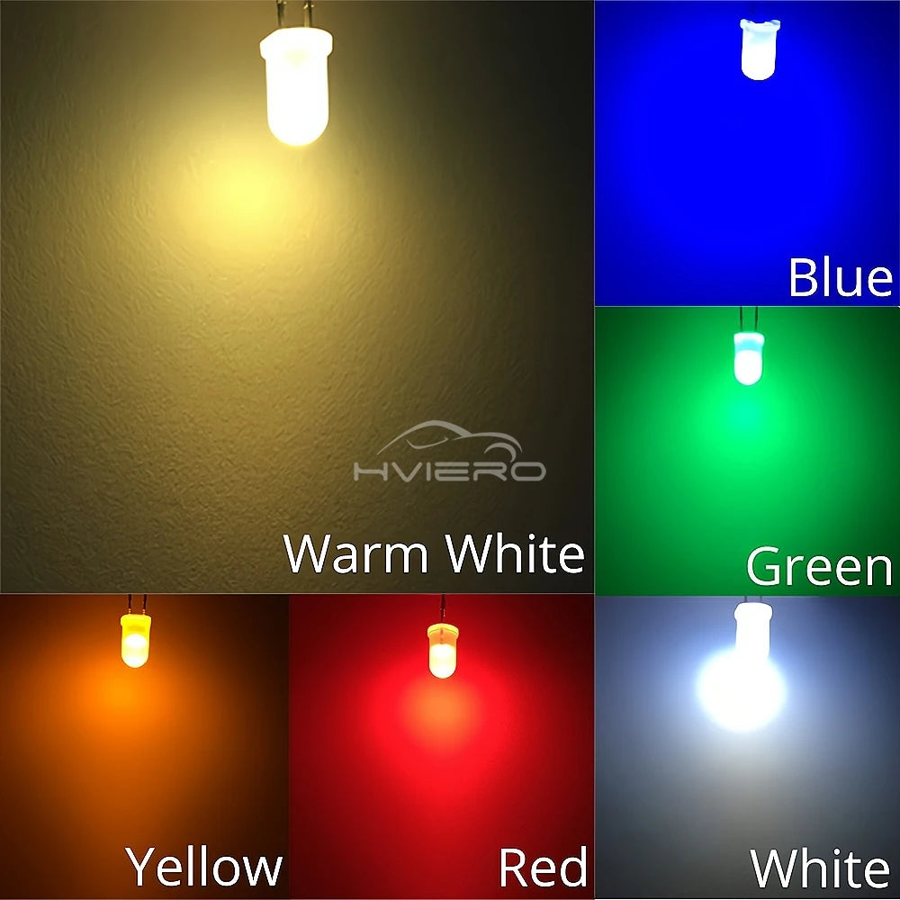 diodes led 5mm diffusées transparentes bleu vert rouge blanc jaune 2pin 1000pcs standard