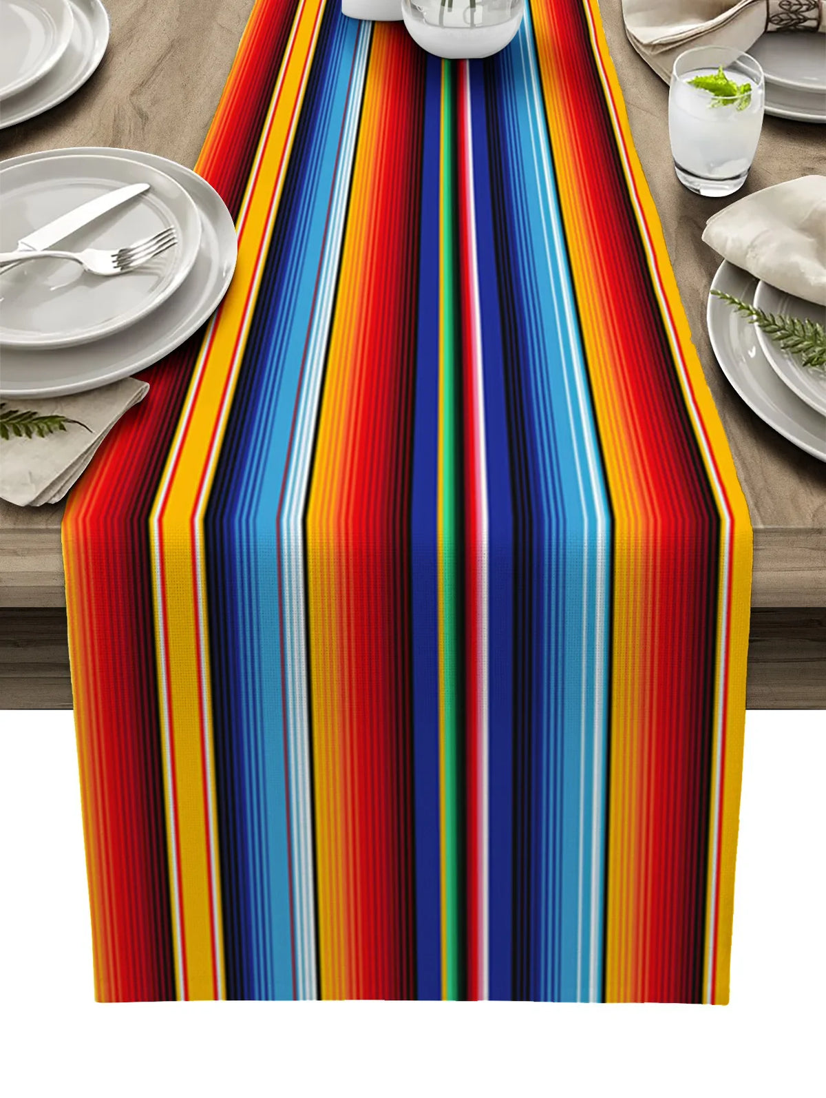 table chemin table lin multicolore rayures jour morts moderne festive