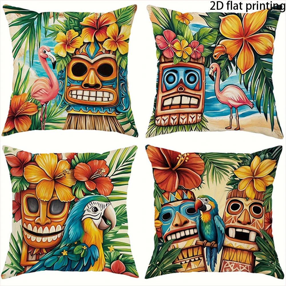 taies d'oreiller tropicales multicolores motif animaux fleurs modernes respectueux environnement maison 40x40cm