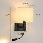 lampe murale moderne tissu noir beige éclairage chambre cuisine salle manger led angle réglable