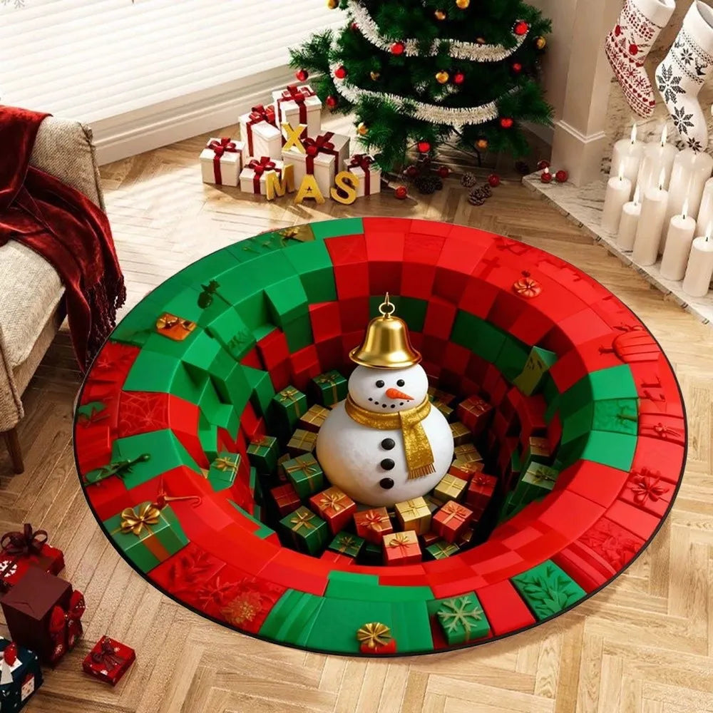 tapis sol rouge vert blanc noël rayures flocons guirlandes cadeaux 60cm antidérapant