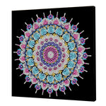 tableau décoratif mandala bleu blanc doré rose vert jaune violet orange contemporain 25x25cm