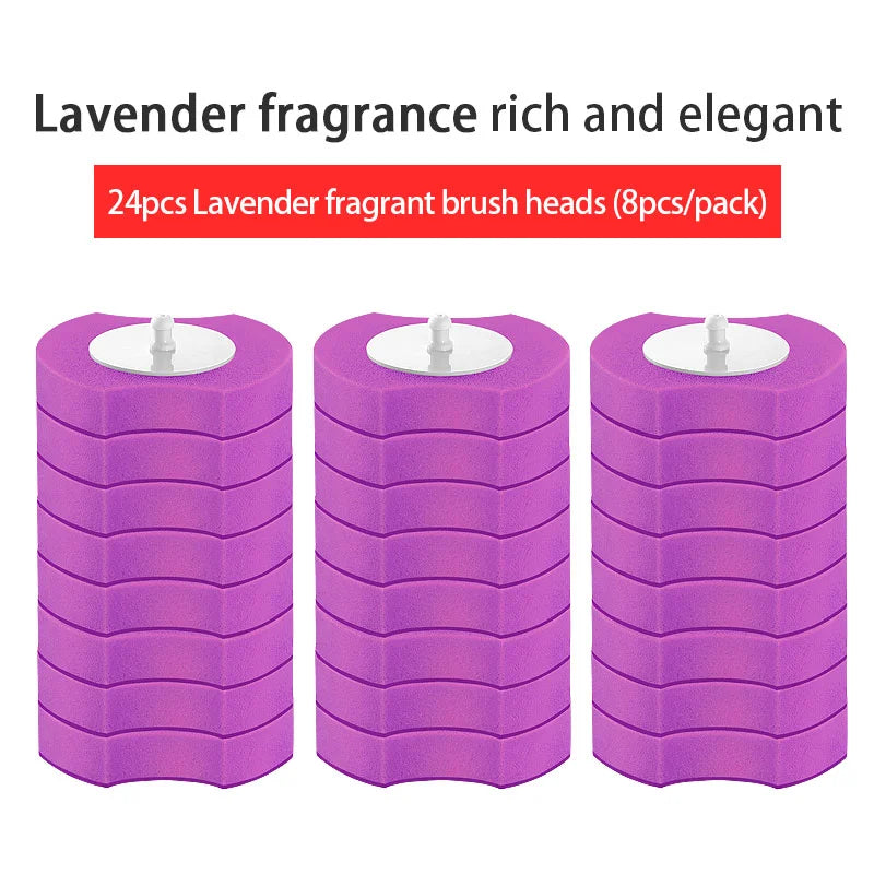 recharges jetables brosses toilette mousse couches bleu violet vert texture ondulée moderne 24 pièces