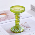 support bougie verre rose vert motif diamant décoration table mariage classique objet déco maison