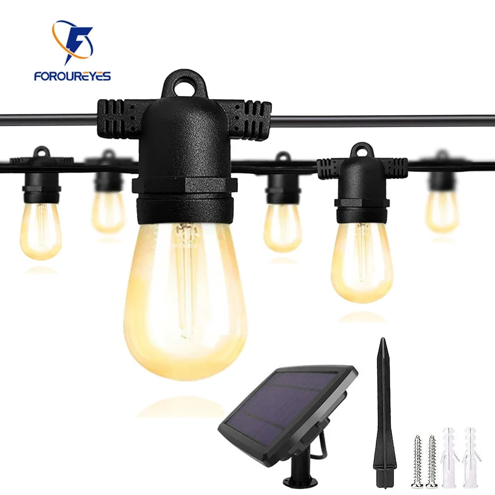 guirlande lumineuse solaire vintage filaments transparents noir industrielle extérieure 10mètres festive jardin party