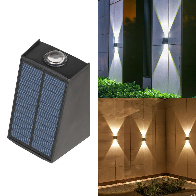 lumière solaire murale moderne multiple couleurs ambre bleu blanc fixée extérieure