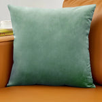 coussin velours moderne 50x50cm bleu vert orange gris sans fixations machine lavable