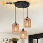 Suspension lumineuse moderne rotin noir beige ampoules E27 compatibles