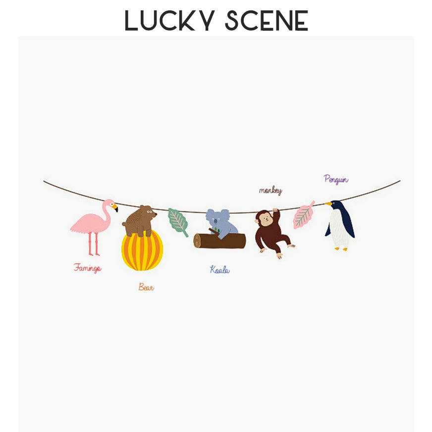 guirlande décorative anniversaire animaux mignons multicolore dessin animé oiseaux ours instruments musique
