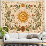tapisserie florale imprimée bohème vintage rectangle couleurs chaudes solaire détaillée