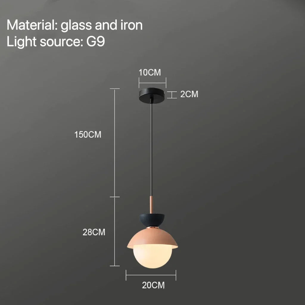 suspension lumineuse moderne pendentif câble bleu rose gris sphérique mat