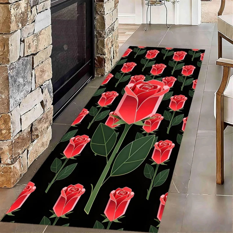 tapis moderne flamants roses fleurs tropicales bleu rose blanc vertextérieur salon chambre antibruit polyester
