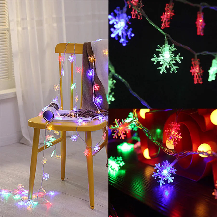 guirlande lumineuse flocons neige multicolore blanc doré anniversaire noël mariage festive
