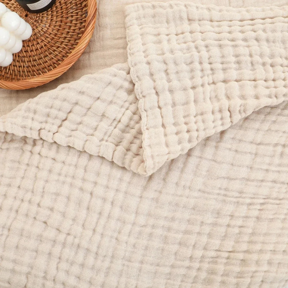 grande couverture coton beige carreaux douce respirante lit canapé voyage maison adulte