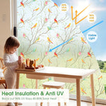 film décoratif statique multicolore branches fleurs oiseaux naturel isolation thermique uv 45cm 100cm