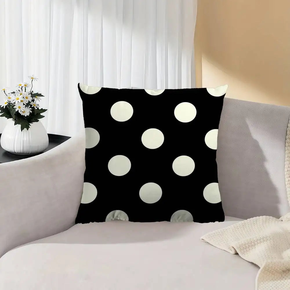 housse coussin carré motif pois animal compagnie moderne polyester coton noir blanc chambre lit