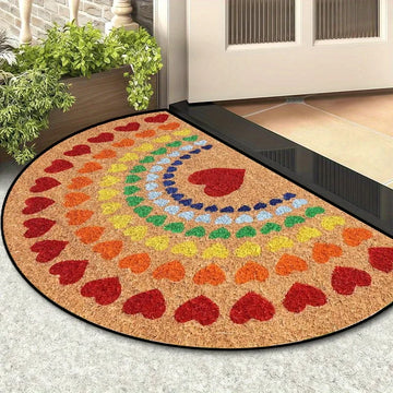 tapis d'entrée moderne coeurs cercles multicolore imperméable résistant antibactéries antidérapant extérieur 40x60cm 50x80cm 60x90cm