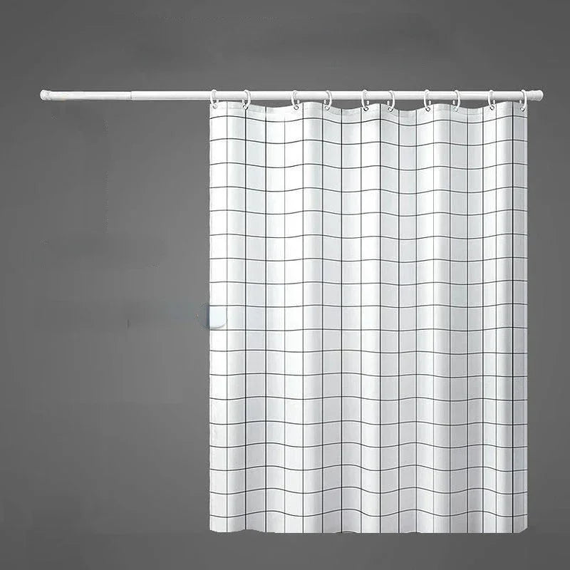 rideau douche moderne gris blanc motif carreaux polyester salle bain imperméable