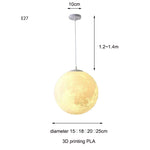 Suspension lumineuse moderne imprimée lunaire blanc beige câble suspendu 15cm 18cm 20cm 25cm