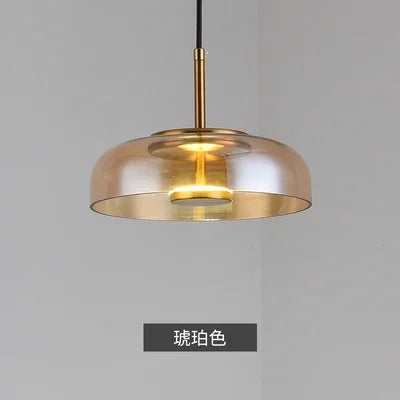 luminaire suspendu led moderne transparent doré bronze gris blanc minimaliste chambre salon