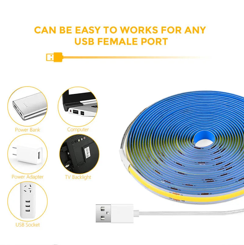 ruban led flexible blanc chaud moderne adhésif usb interrupteur deco chambre salon étanche
