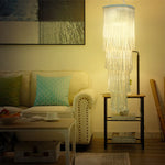 lampe suspendue boho macramé blanc cassé franges artisanal chambre opale coton tissage