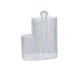 boîtes coton tiges transparentes rayées moderne rangement maquillage éponge coton tiges salon salle bain