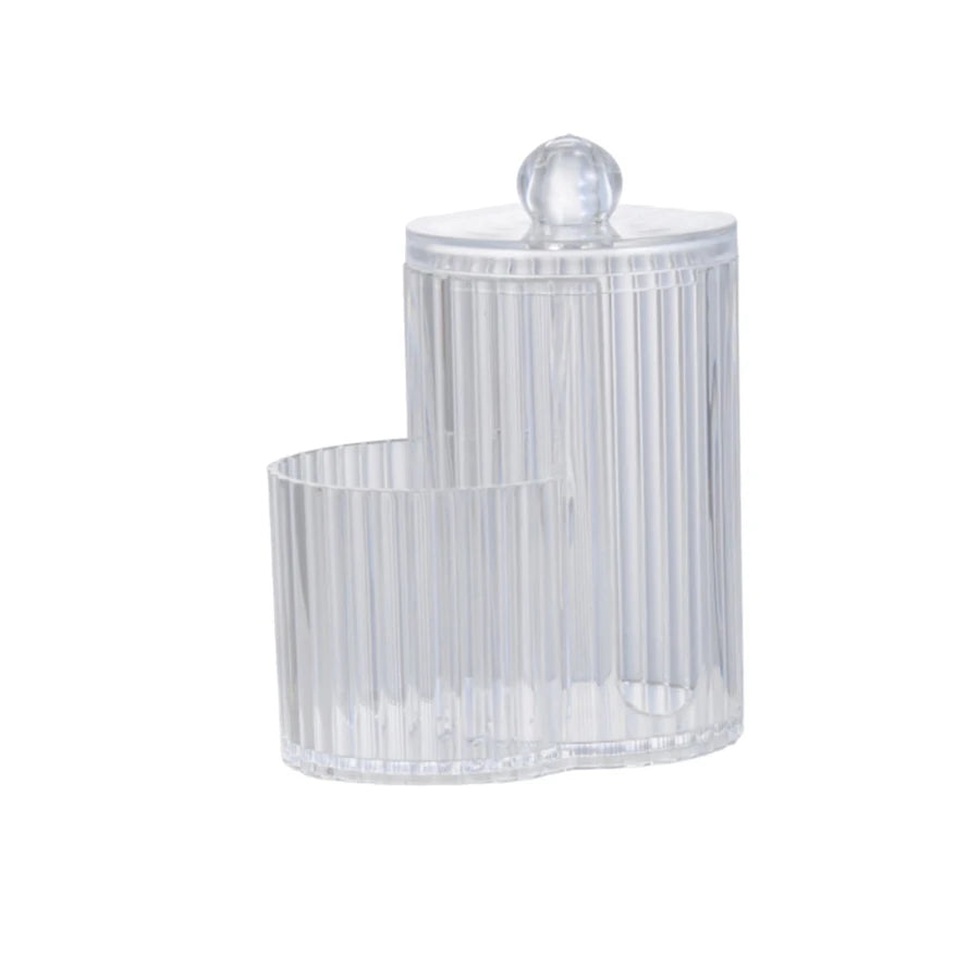 boîtes coton tiges transparentes rayées moderne rangement maquillage éponge coton tiges salon salle bain
