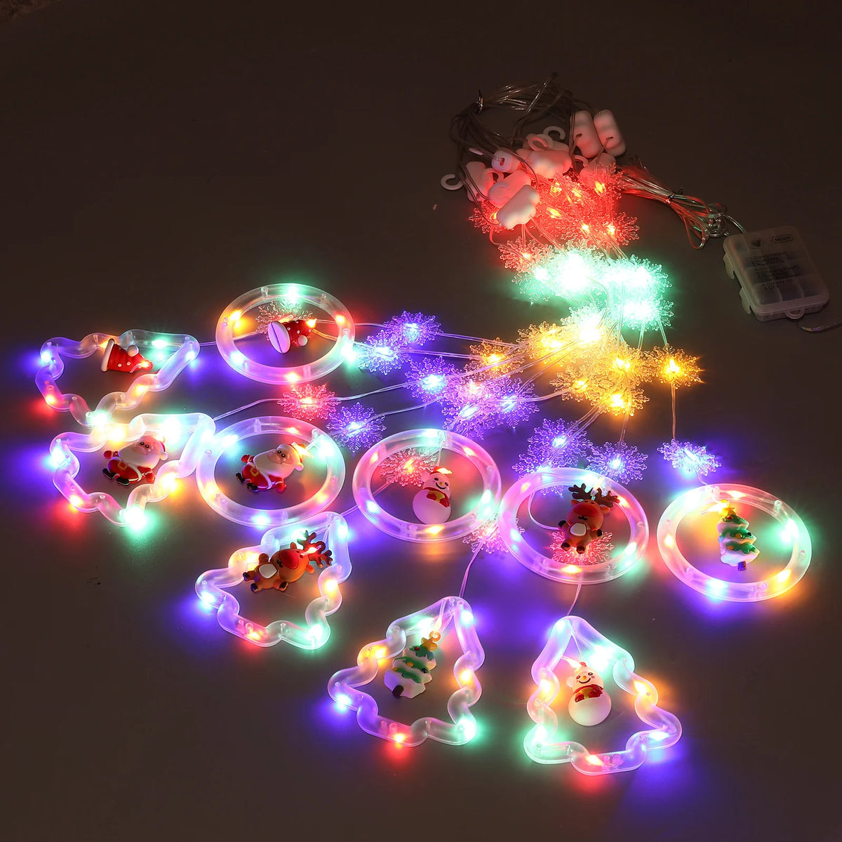guirlande lumineuse noël multicolore flocons sapins père noël moderne télécommande led 100 ampoules 3m