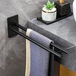 porte serviettes double barre argenté noir moderne adhésif vis inoxydable minimaliste