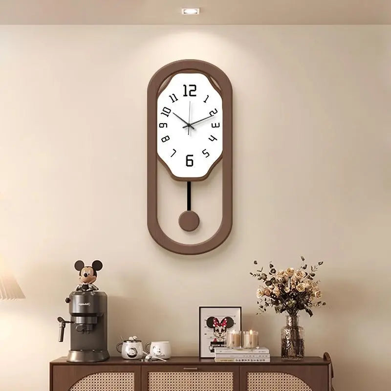 horloge murale moderne quartz balançoire silencieuse bois blanc marron aiguille batterie piles