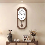 horloge murale moderne quartz balançoire silencieuse bois blanc marron aiguille batterie piles