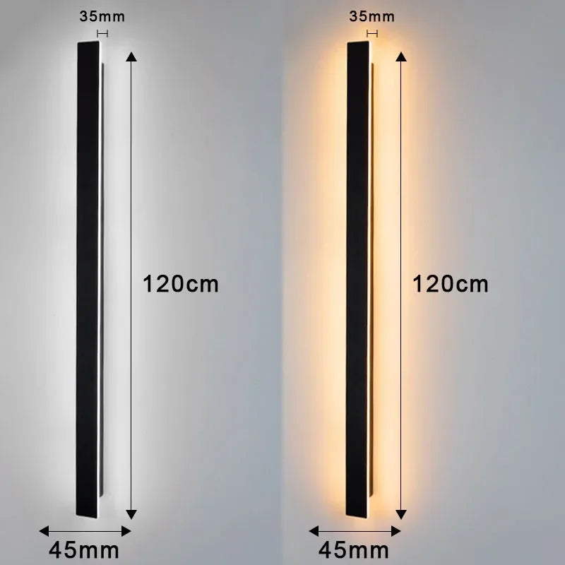 lampe murale led moderne noire frosted 40cm 60cm 80cm 100cm 120cm
