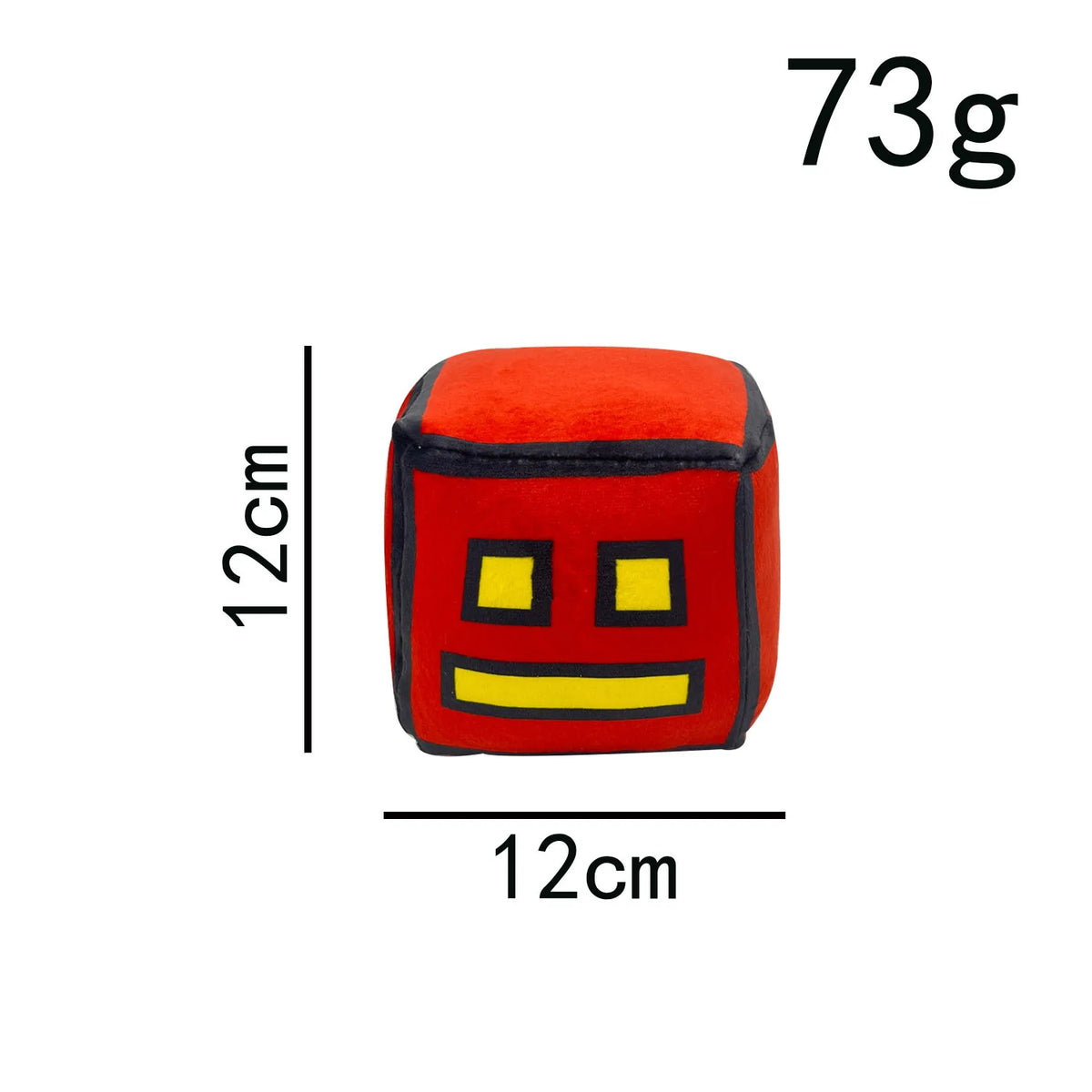 peluche cube dessin animé visage sourire couleur rouge jaune vert rose bleu noir