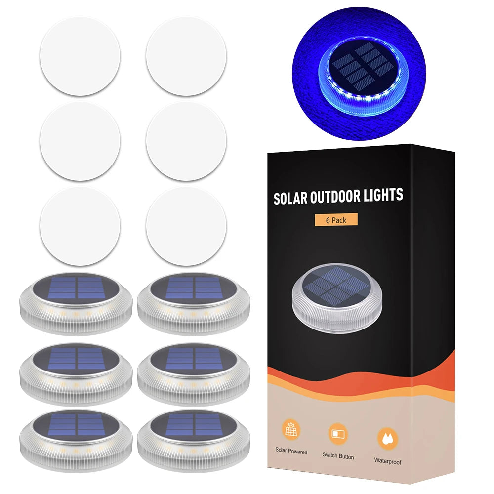 lumières solaires led ip68 auto on off extérieures étanches blanc bleu moderne